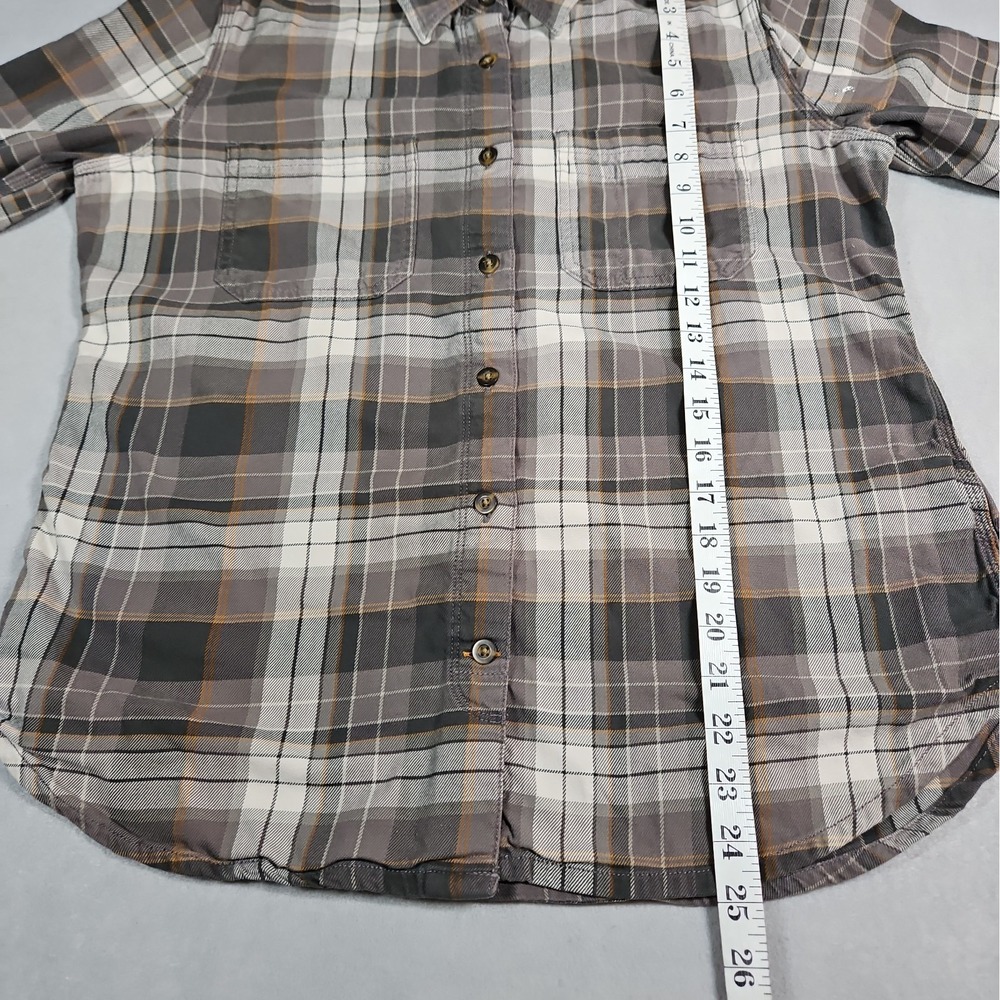 Carhartt Womens Brown Plaid Button Up Long Sleeve Flannel Shirt Size Medium - Picture 8 of 10